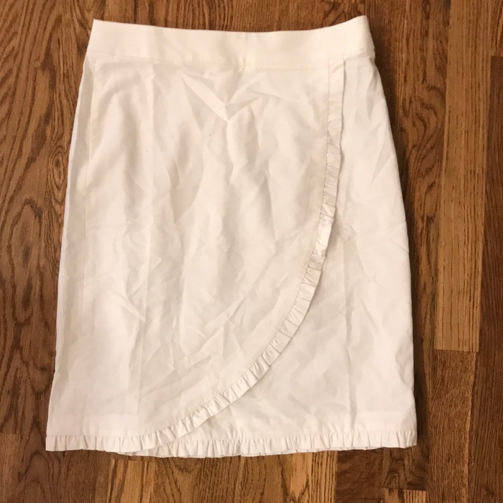 NWT White J.crew pencil skirt with ruffle